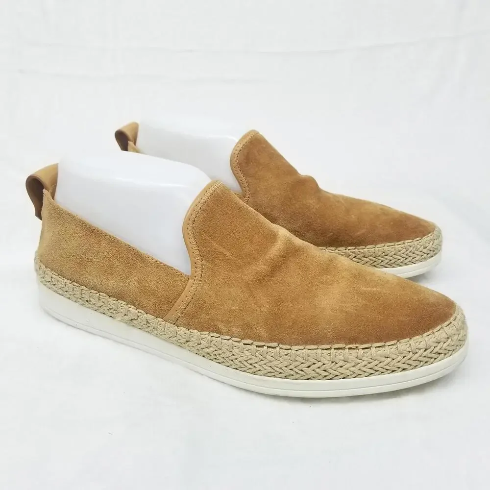 Vince Suede‎ Leather Espadrille Slip-On Loafers Womens 8.5 M Camel Brown